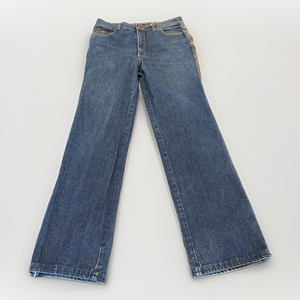 Vintage 80s Sergio Valente Jeans Mens 33x36(32*)  Blue Denim Embroidered